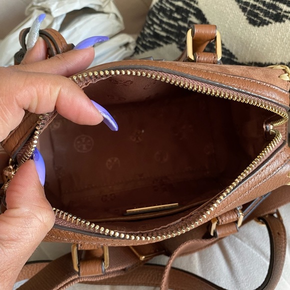 Tory Burch Thea Whipstitch Grizzly Mini Web Satchel - Picture 13 of 15